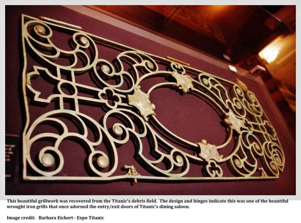 Titanic - Iron Grill from the entry and exit doors of the first class dining saloon. Image: Barbara Elchert - Expo Titanic