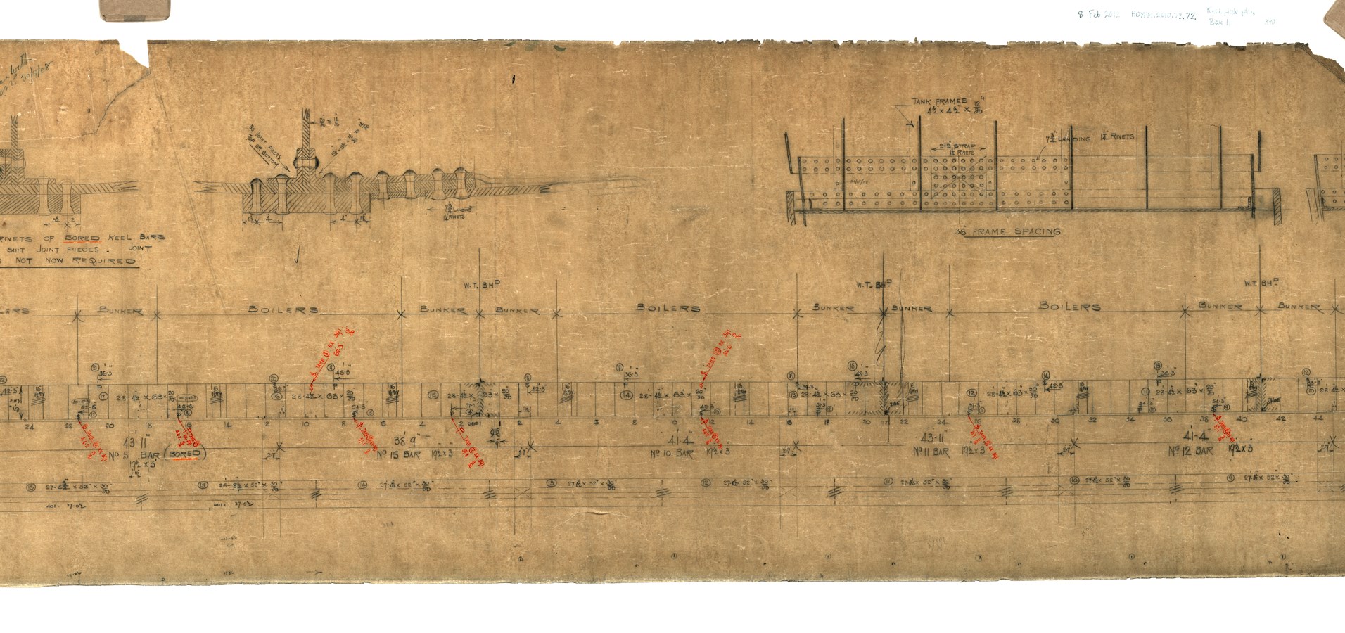 The original plans for Olympic and Titanic’s keel from the Titanic Connections Archive