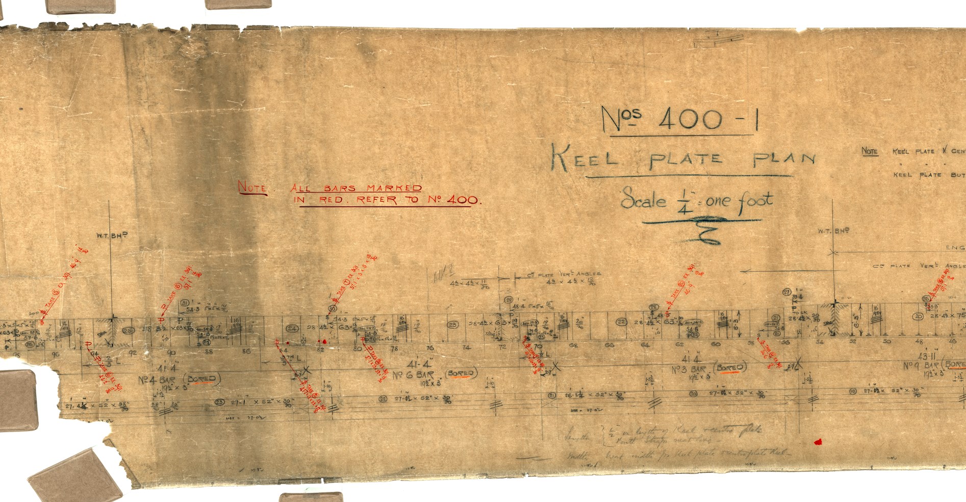 The original plans for Olympic and Titanic’s keel from the Titanic Connections Archive